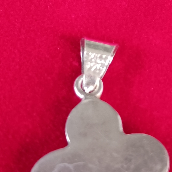 Mexican Easter Cross Necklace Flowers in Resin Vintage marked 925 Silver - Picture 3 of 5